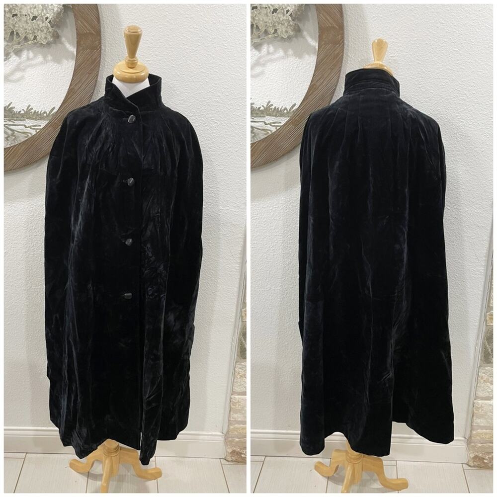 Vintage Voyager West by Youthcraft Union Made Velvet Poncho Cape Black OSFM